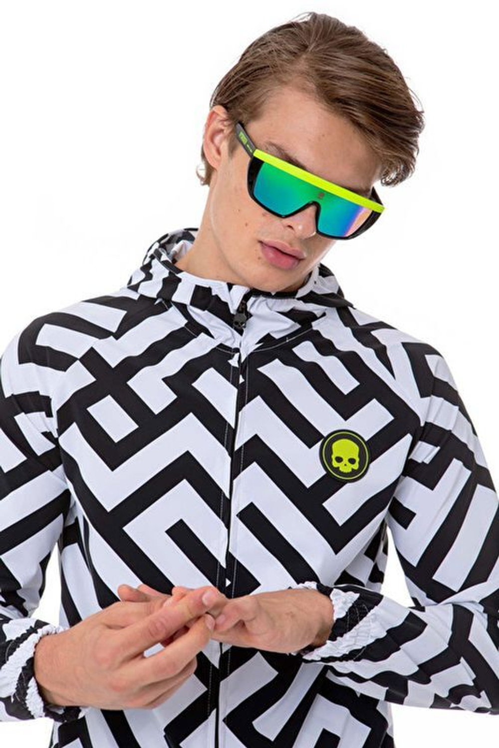 Мужская кофта теннисная Hydrogen Tech Labyrinth Jacket - white/black