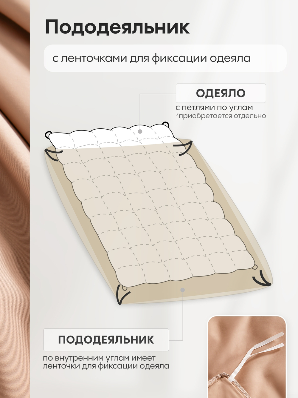 КПБ Однотонный Сатин Элитный на резинке OCER015, Евро, 4 наволочки, простынь 160*200*30