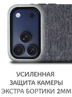 Мягкий тканевый чехол для IPHONE 17 PRO MAX с бархатной подкладкой и усиленной защитой камеры