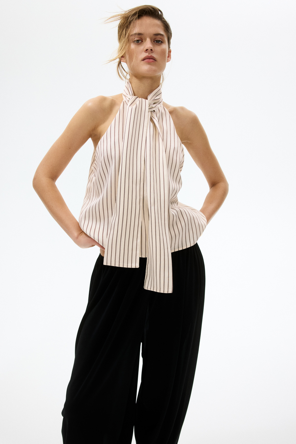 Топ с воротником-бантом - H&M