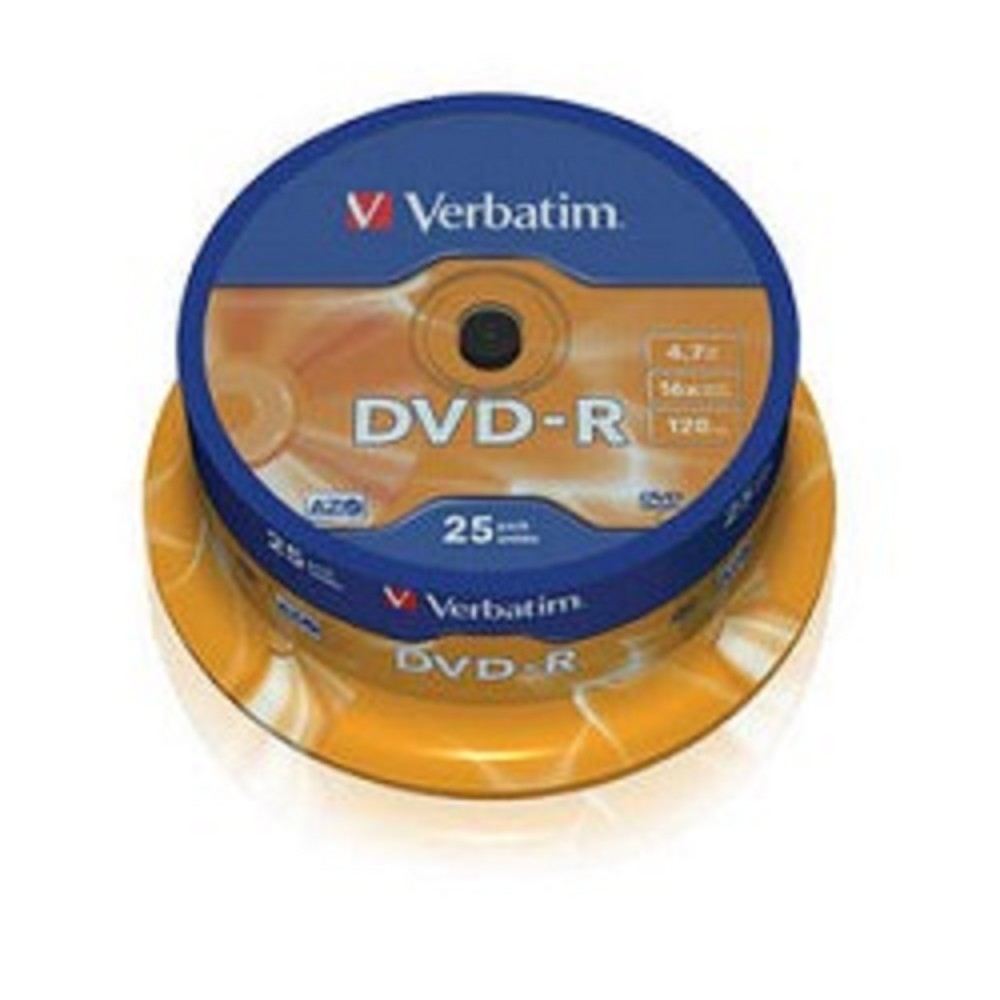 Оптический диск DVD-R Verbatim Диски DVD-R 4.7Gb 16-х, 25шт, Cake Box (43522)