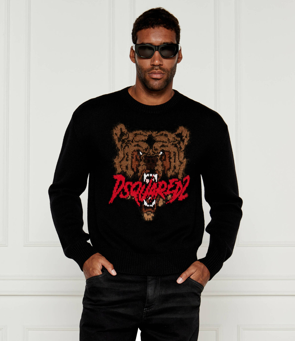 Хлопковый свитер Dsquared2 - черный(S74HA1495 D13053)
