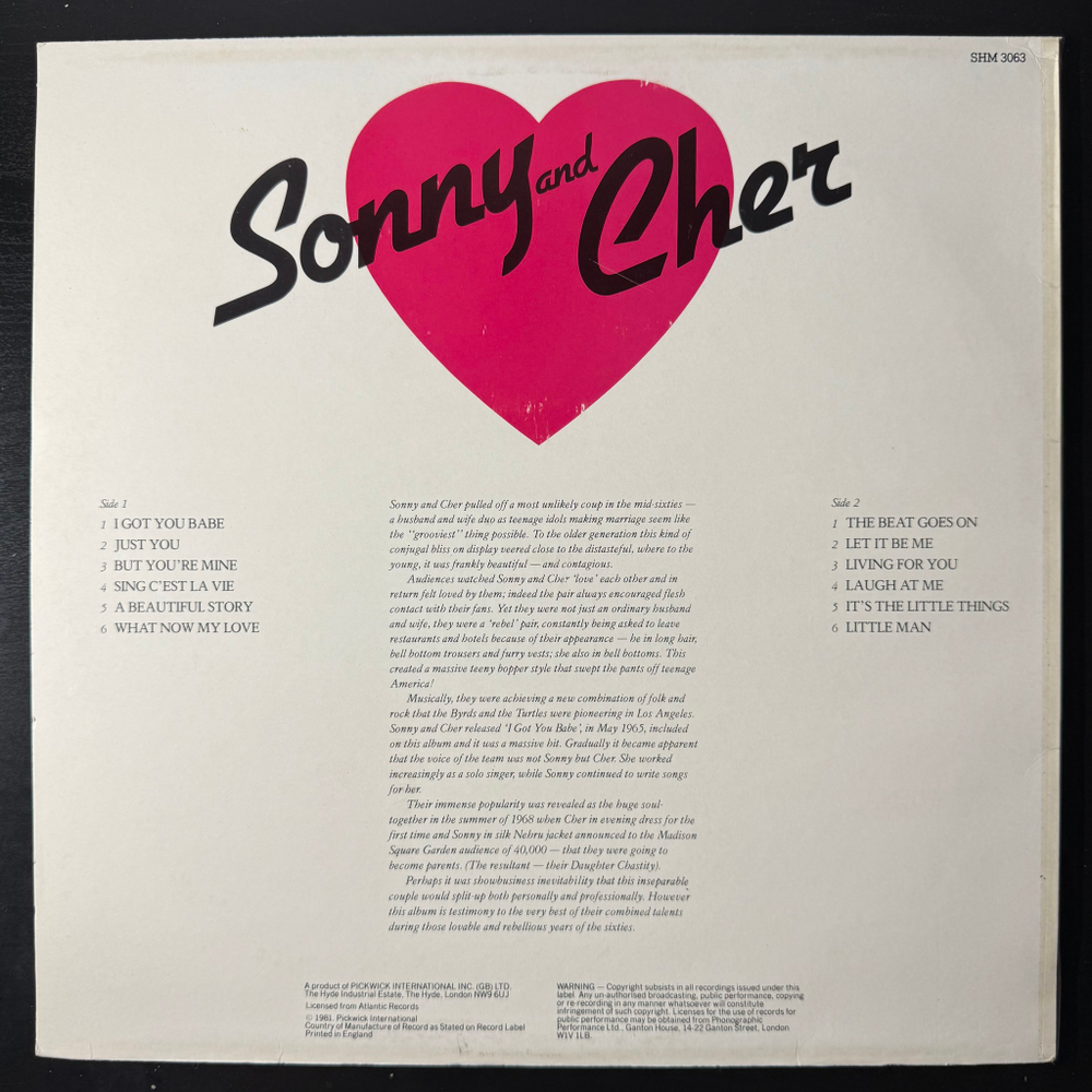 Sonny & Cher ‎– The Very Best Of Sonny And Cher (Англия 1981г.)