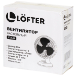 Вентилятор настольный, Lofter, FT30-B6, 30 Вт, 3 скорости, поворотный 90 градусов, наклонный, белый, FT30-B6
