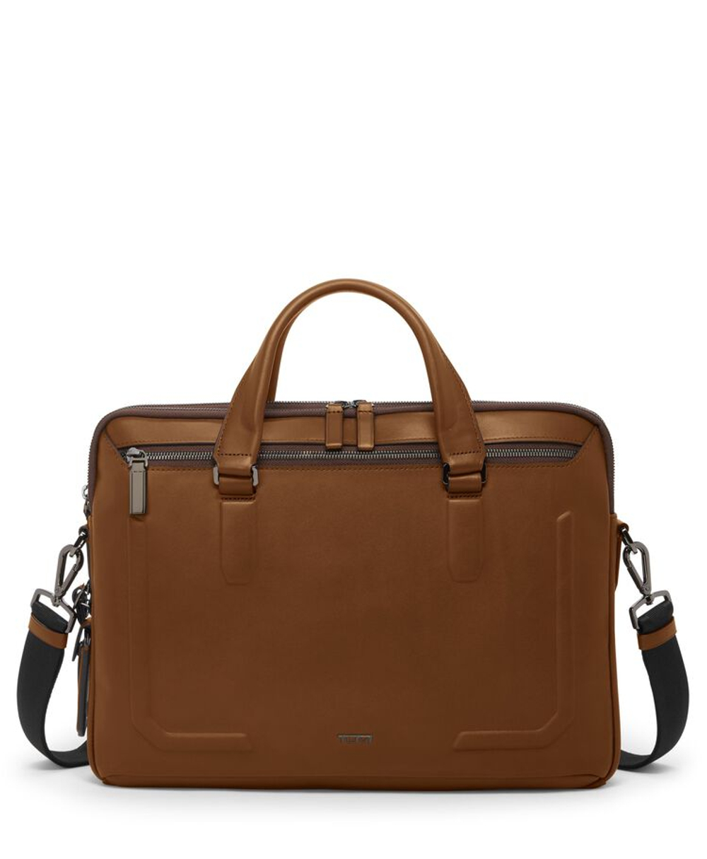 Тонкий кожаный портфель Sycamore / Cognac Bombe