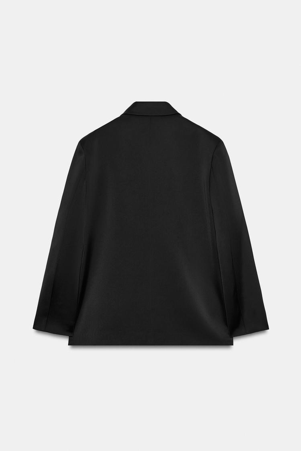 ZARA ДВУБОРТНЫЙ САТИНОВЫЙ БЛЕЙЗЕР, ЧЕРНЫЙ