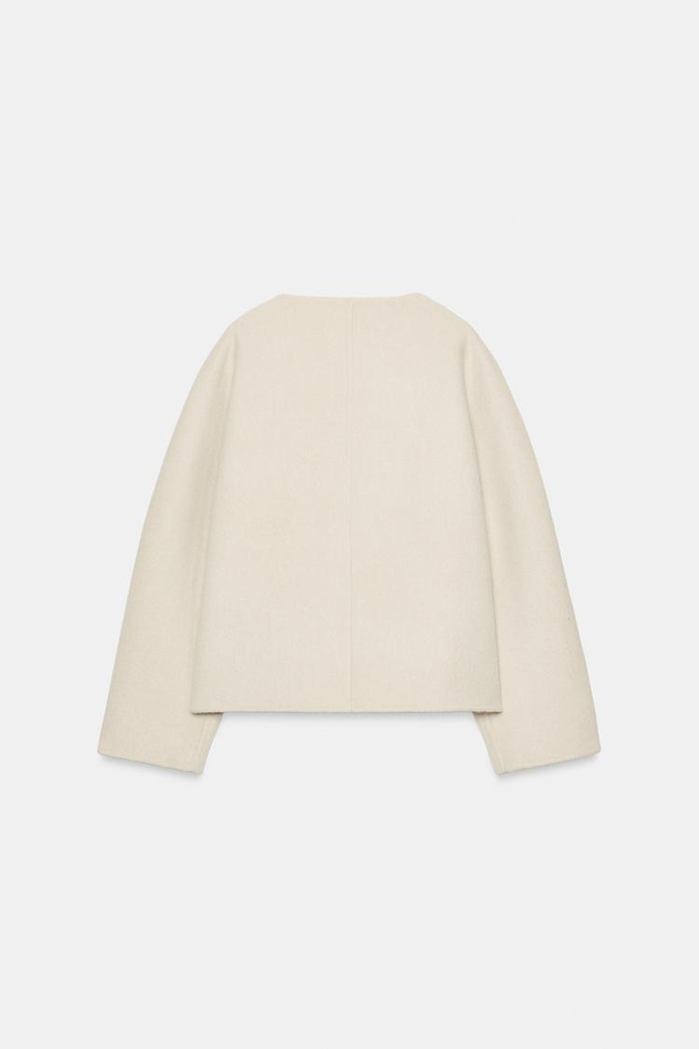 ZARA КОРОТКОЕ ПАЛЬТО ИЗ СМЕСОВОЙ ШЕРСТИ — ZW COLLECTION, ЭКРЮ