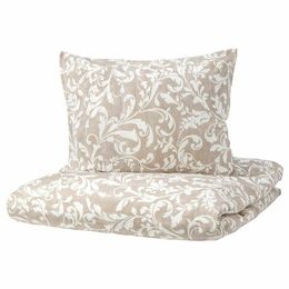 Комплект постельного белья IKEA VARBRACKA (ВОРБРЭККА), Двуспальный, Бежевый с рисунком, 240x220, 50x80 см