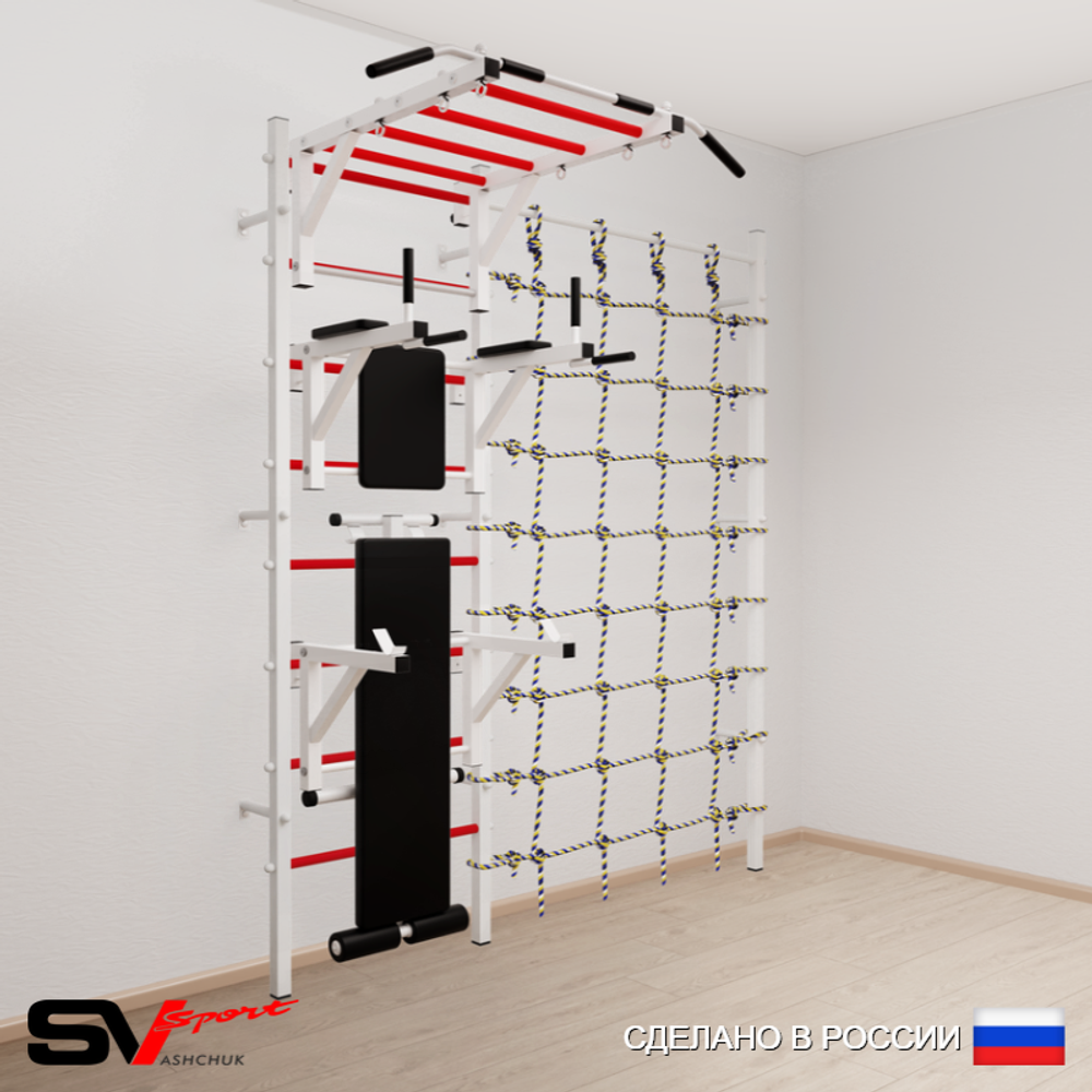 Шведская стенка Sv Sport 5260 (Турник рукоход/Брусья/Стойка/Скамья/Канатный лаз)