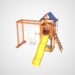 Детская площадка Fun Land с модулем сетка-рукоход, подвесным креслом и качелями