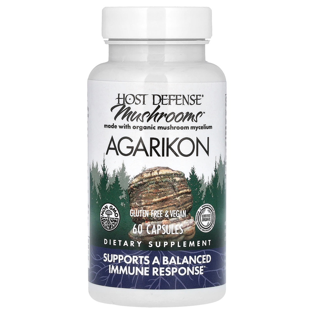 Host Defense, Mushrooms™, агарик, 60 капсул (500 мг в 1 капсуле)