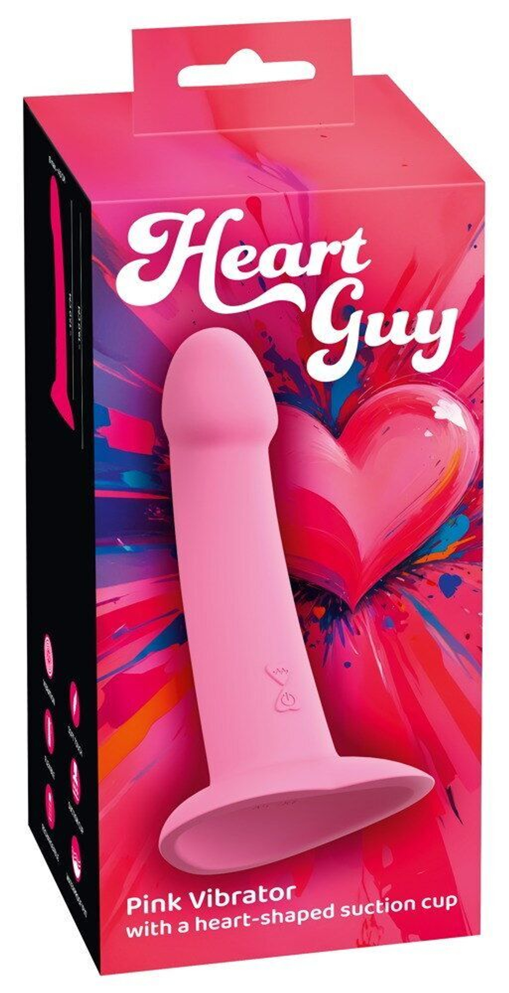 Розовый вибростимулятор на присоске Heart Guy - 19 см. (Цвет: розовый)