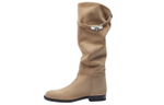 HERMES Jumping Knee high Boots Women"s Beige