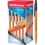 Ручка шариковая 0,7мм, чёрная "R-301 Orange Stick" (ErichKrause)
