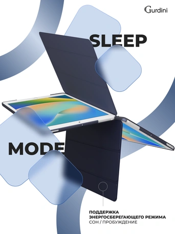 Чехол книжка для iPad 7/8/9 10,2"Gurdini Slim Case полиуретановый темно синий