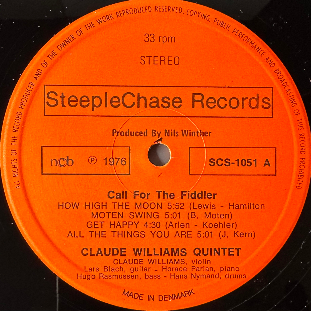 Claude Williams Quintet ‎– Call For The Fiddler (Дания 1976г.)
