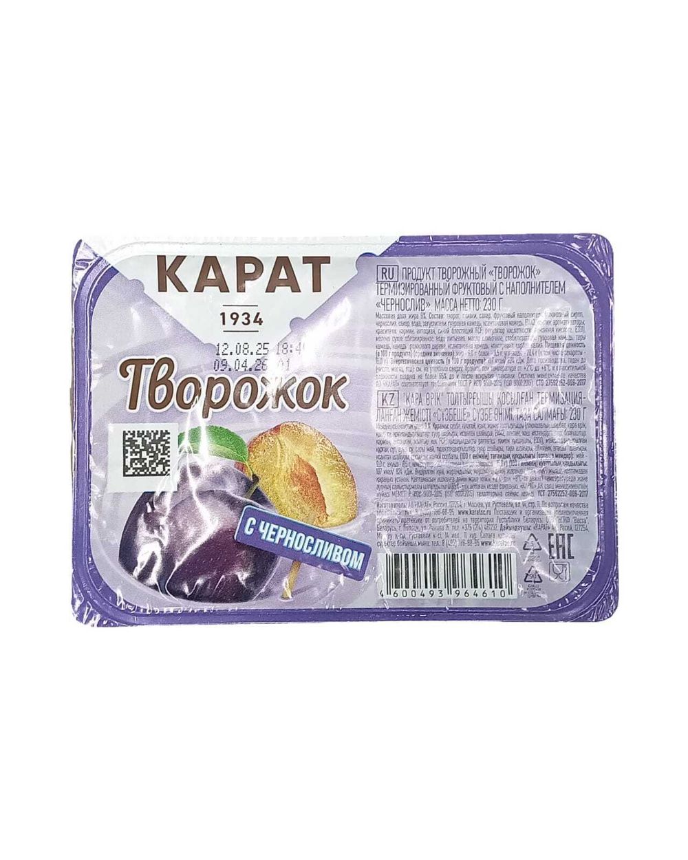 Творожок "Карат" с черносливом 230г