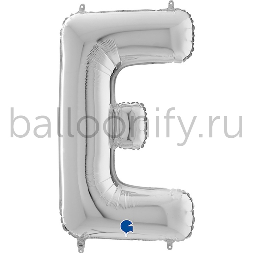 Фольгированная фигура, Буква Е 66 см Silver