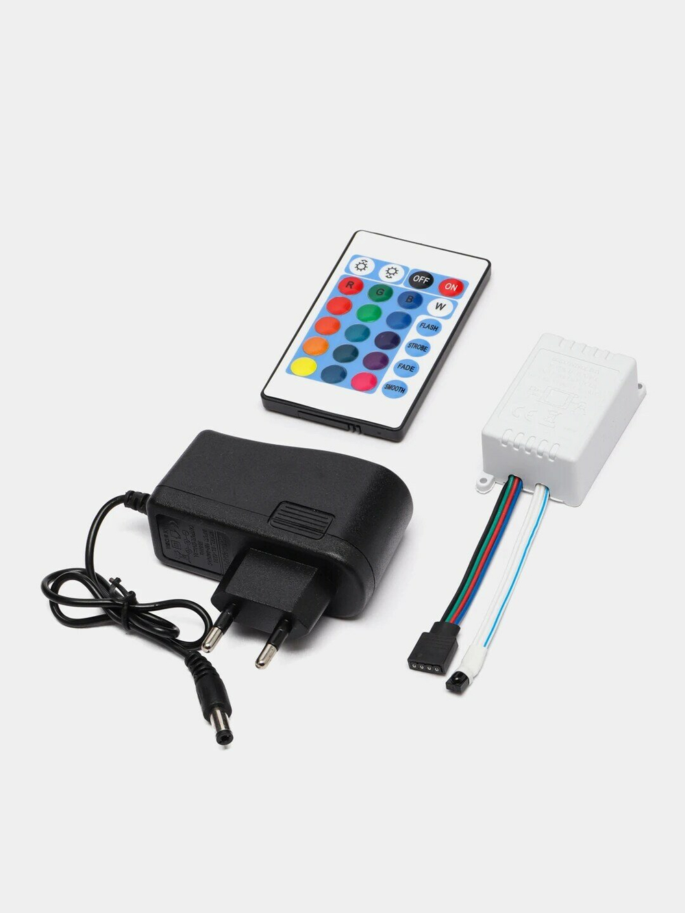 Светодиодная многоцветная RGB лента, 5 м. с блоком питания и пультом
