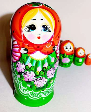 Матрешка "Русская" Летний сарафан 5 в 1; Высота 19 см.