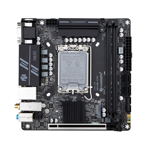 Материнская плата HUANANZHI H610M-ITX, Socket1700, Mini-ITX, Retail, 2xDDR4, PCIe5.0, 1xM.2, GLAN, M.2 WiFi, 5xUSB2, 4xUSB3, VGA, HDMI, DP (HNZ-H610M-ITX)