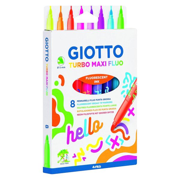 Набор фломастеров TURBO MAXI FIUO утолщенные 8 цв, Giotto F453800