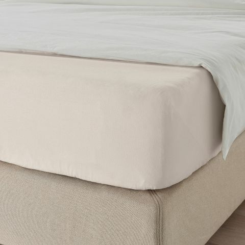 Простыня на резинке IKEA DVALA (ДВАЛА), Бежевый, 180х200 см
