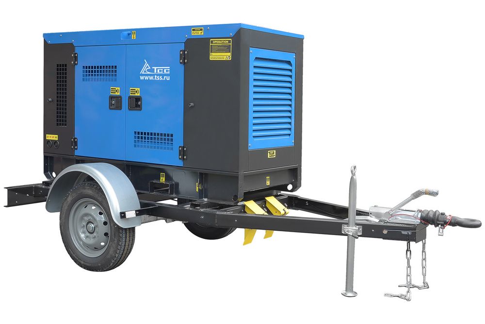Дизельный генератор ТСС ЭД-50-Т400-1РКМ11 в шумозащитном кожухе на прицепе арт. 025377