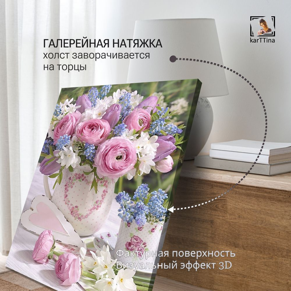 Картина интерьерная karTTina "Роза в росе", 50х70см 1шт.