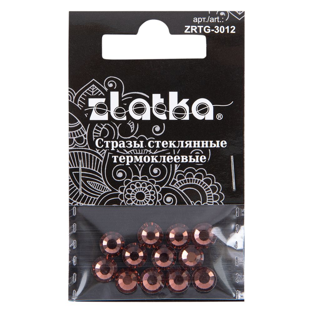 Стразы клеевые стекло 6.5 мм, 5х12 шт, SS30 №17 св.коричневый (Smoked Topaz), Zlatka ZRTG-3012