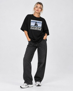 Футболка oversize ДОСТУЧАТЬСЯ ДО НЕБЕС черная
