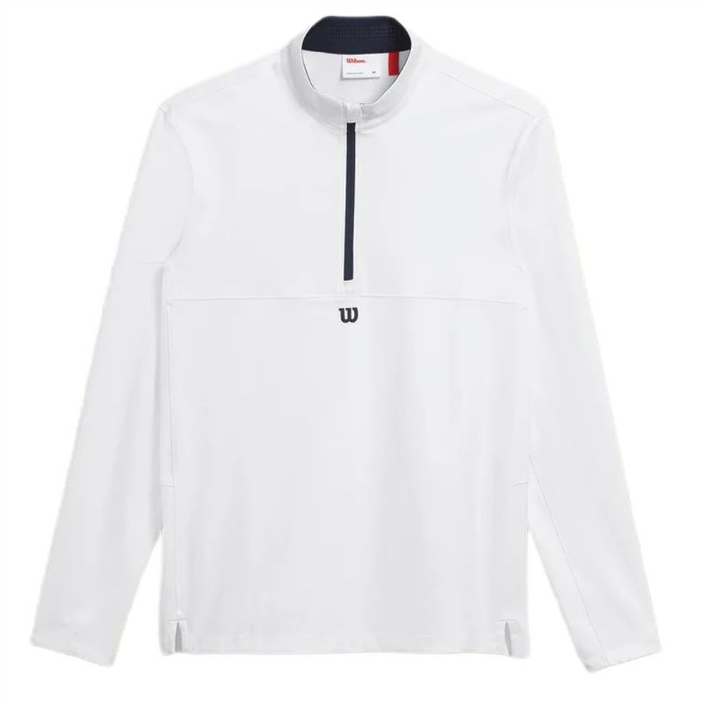 Мужская теннисная футболка теннисная Wilson Elevate Performance 1/2 Zip - белый