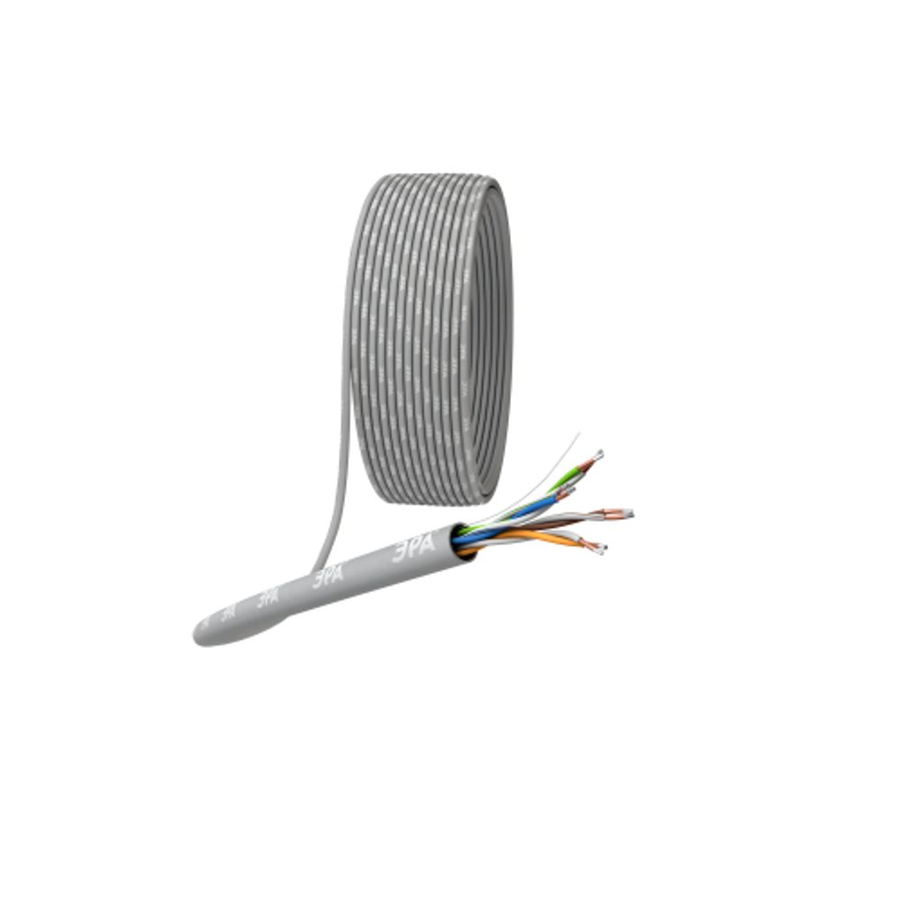 Кабель витая пара ЭРА SIMPLE U/UTP 4x2x24 AWG Cat5e CCA LSZH нг(А)-HF серый 305м | LAN-кабель витая пара без экрана U/UTP-CCA
