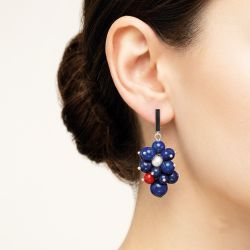 Серьги из лазурита, коралла, жемчуга