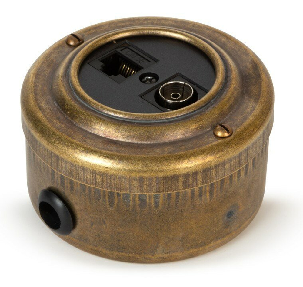 Розетка информационная RJ45+TV (CAT.5E), черная, Бронза VINTAGE-BRASS 40405-1