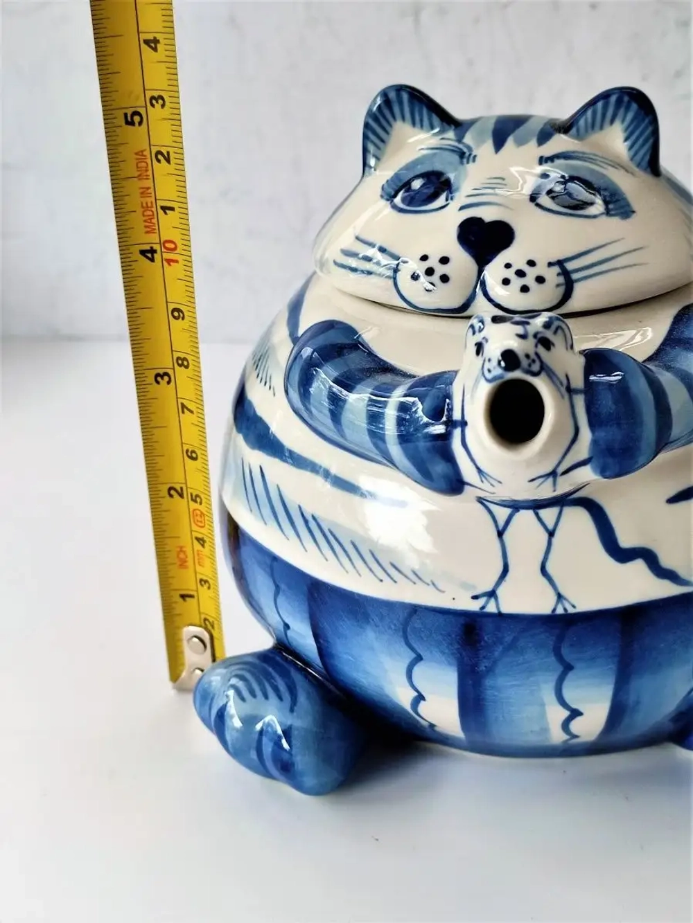 Чайник заварочный Котофей для чая фарфоровая посуда Гжель