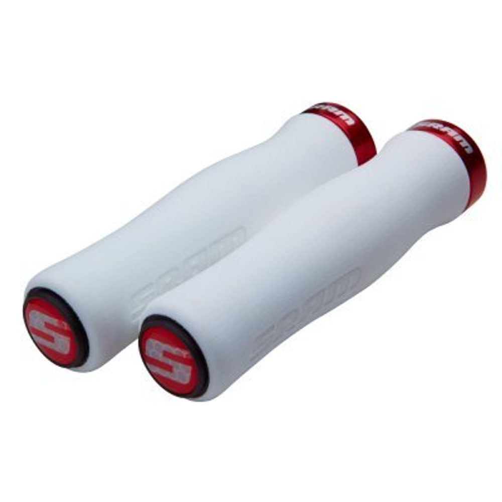 Грипсы Sram locking Foam 129 белые, красные грипстопы