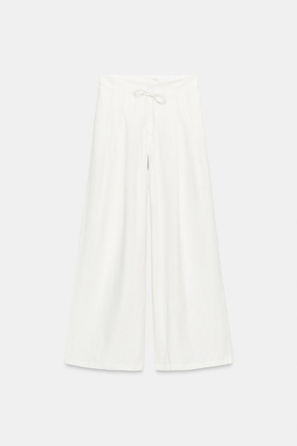 ZARA ШИРОКИЕ БРЮКИ С ЗАЩИПАМИ, ЖЕЛТОВАТО-БЕЛЫЙ