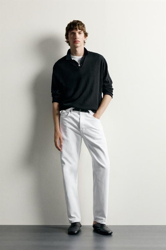 ZARA ДЖИНСЫ REGULAR FIT, ЖЕЛТОВАТО-БЕЛЫЙ