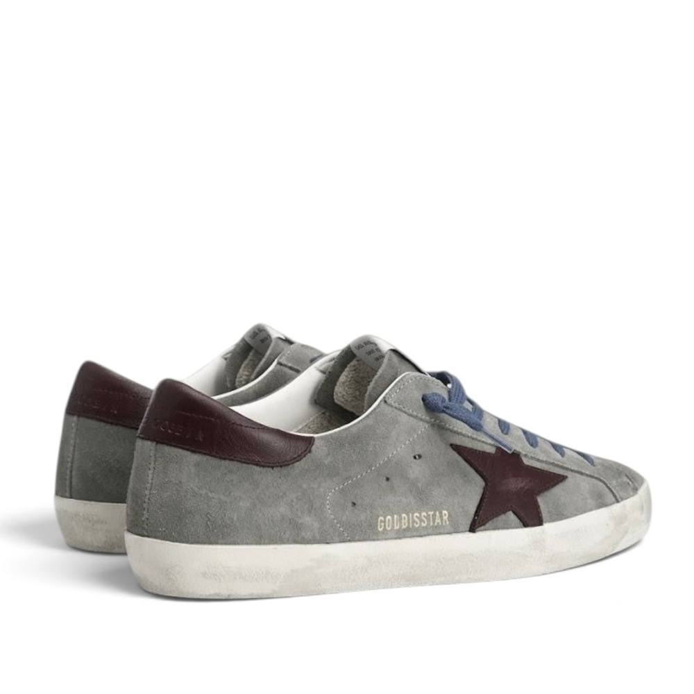 Men's Super-Star LTD in grey suede with brown leather star and brown leather heel