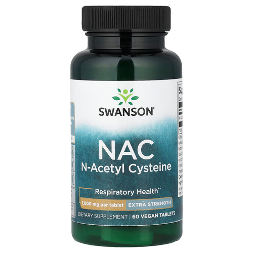Swanson Vitamins, NAC, 60 веганских таблеток (1 г в 1 таблетке)