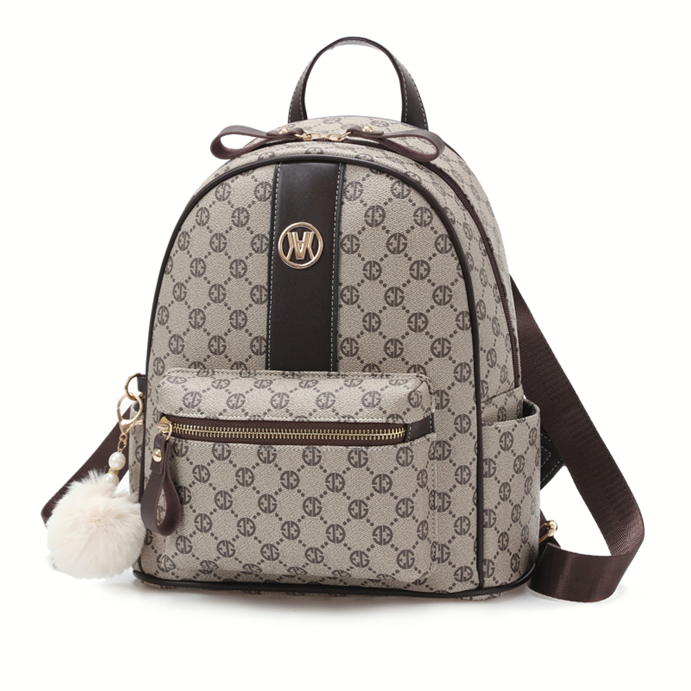 WEIMENG PU Backpack Women"s Coffee/Earth Yellow/Blue Gray