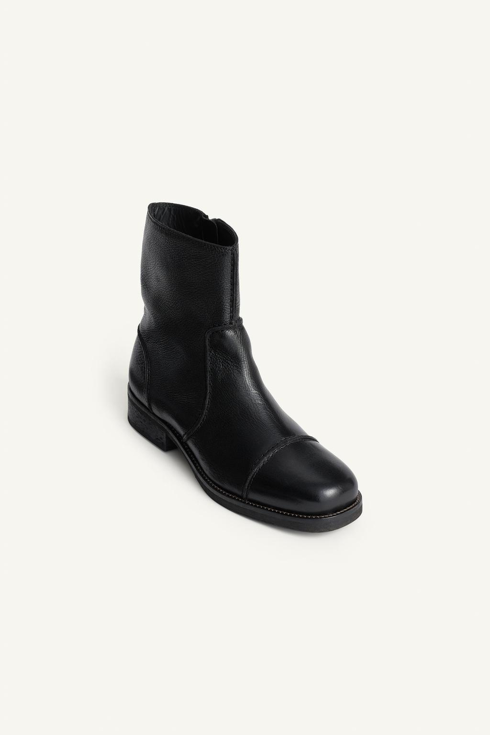 ZARA КОЖАНЫЕ БОТИНКИ НА МОЛНИИ, ЧЕРНЫЙ