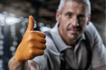 Перчатки нитриловые Mercator Powergrip размер М - Оранжевые (50шт в пачке)