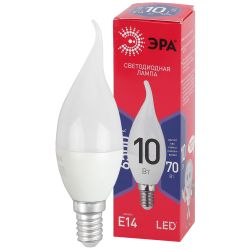 Лампа светодиодная ЭРА RED LINE LED BXS-10W-865-E14 R 10Вт свеча на ветру холодный дневной свет Е14 | Лампы cветодиодные Свеча (B/C)