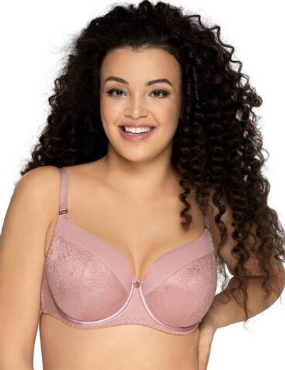 Бюстгальтер с чашками plus size из жаккардовой ткани на тонком поролоне (Размер: 75L) (Цвет: нежно-розовый)