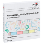 Мел цветной 6шт. средней твердости, квадратные, коробка (Гамма)