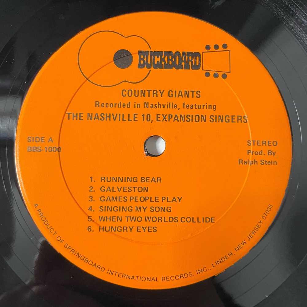 Винтажная виниловая пластинка LP The Nashville 10, Expansion Singers, Country Giants (США 1973) Кантри