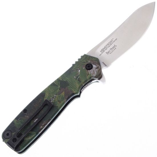 Нож"Homefront"скл.,ст.AUS 8,кл.StoneWash,рук.разборн.камуфл.листва алюмин.,клипса