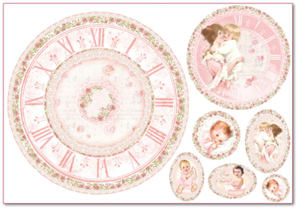Бумага рисовая 48х33 см, Часы для малышки, Stamperia, 1 лист